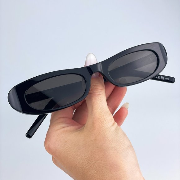 Saint Laurent SL557 SHADE 001 Sunglasses Black Grey Oval Women main image 5